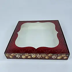 Коробка для печива, пряників з вікном, 20 см х 20 см х 3 см, мілований картон