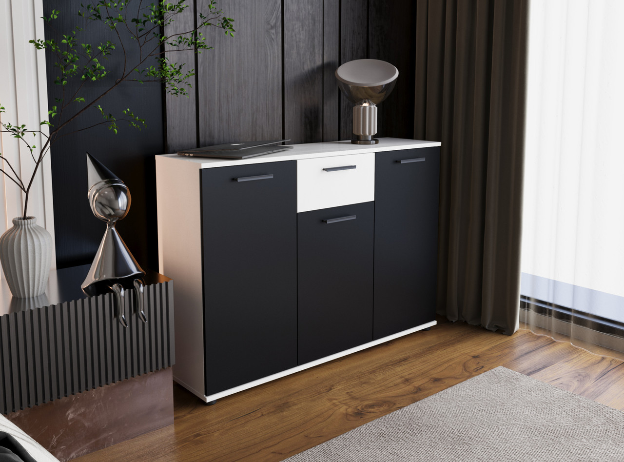 Комод Berno 3 Accord, колір чорні  двері /білий