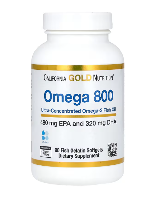 Омега 800 у формі тригліцеридів California Gold Nutrition, 1000 мг 90 капсул