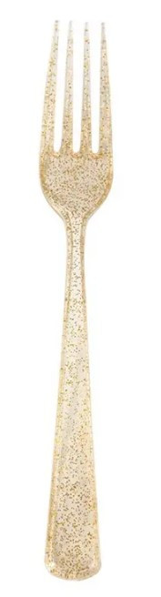 Виделка одноразова пластикова із золотим блиском 19 см (50 штук)