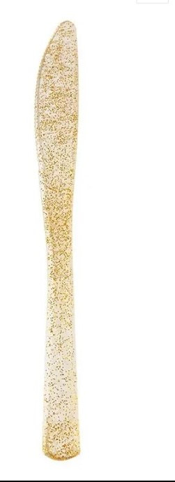 Ніж одноразовий пластиковий із золотим блиском 19 см (50 штук)