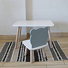 Комплект стіл та стул дитячий ChildWood - Set Стіл білий прямокутний + стілець білий сірий Ведмедик (Фанера), фото 2