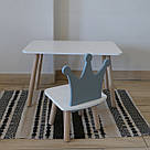 Комплект дитячий стіл та стул білий прямокутний сірий Корона, фото 2