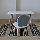 Комплект дитячий стіл та стул білий прямокутний сірий Мушля, фото 2