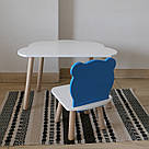 Комплект дитячий стіл хмаринка та стул білий блакитний Ведмедик, фото 2