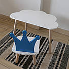 Комплект дитячий стіл хмаринка та стул білий блакитний Корона, фото 3