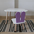 Комплект дитячий стіл хмаринка та стул білий бузковий Зайчик, фото 2