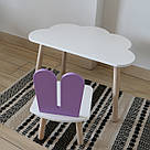 Комплект дитячий стіл хмаринка та стул білий бузковий Зайчик, фото 3