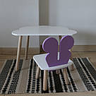 Комплект дитячий стіл хмаринка та стул білий бузковий Метелик, фото 2