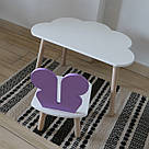 Комплект дитячий стіл хмаринка та стул білий бузковий Метелик, фото 3