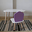 Комплект дитячий стіл хмаринка та стул білий бузковий Мушля, фото 2