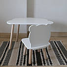 Комплект дитячий стіл хмаринка та стілець білий Ведмедик, фото 2