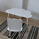 Комплект дитячий стіл хмаринка та стілець білий Ведмедик, фото 3