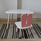 Комплект дитячий стіл хмаринка та стілець білий рожевий Зайчик, фото 2