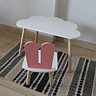 Комплект дитячий стіл хмаринка та стілець білий рожевий Зайчик, фото 3