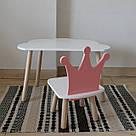 Комплект дитячий стіл хмаринка та стілець білий рожевий Корона, фото 2