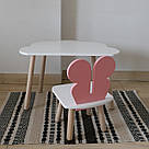 Комплект дитячий стіл хмаринка та стілець білий рожевий Метелик, фото 2