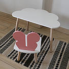 Комплект дитячий стіл хмаринка та стілець білий рожевий Метелик, фото 3