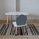 Комплект дитячий стіл хмаринка та стілець білий сірий Мушля. Для діток 1-ї групи зросту (93-116см.), фото 2