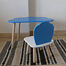 Комплект дитячий стіл хмаринка та стілець білий блакитний Мушля. Для діток 1-ї групи зросту (93-116см.), фото 2
