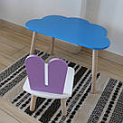 Комплект дитячий стіл блакитний хмаринка та стілець білий бузковий Зайчик. Для діток 1-ї групи зросту 93-116см, фото 3