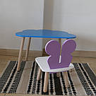 Комплект дитячий стіл блакитний хмаринка та стілець білий бузковий Метелик. Для діток 1-ї групи зрост 93-116см, фото 2
