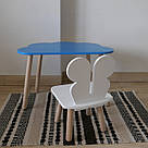 Комплект дитячий стіл блакитний хмаринка та стілець білий Метелик. Для діток 1-ї групи зросту (93-116см.), фото 2
