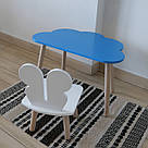 Комплект дитячий стіл блакитний хмаринка та стілець білий Метелик. Для діток 1-ї групи зросту (93-116см.), фото 3