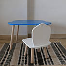 Комплект дитячий стіл блакитний хмаринка та стілець білий Мушля. Для діток 1-ї групи зросту (93-116см.), фото 2