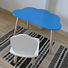 Комплект дитячий стіл блакитний хмаринка та стілець білий Мушля. Для діток 1-ї групи зросту (93-116см.), фото 3