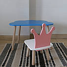 Комплект дитячий стіл блакитний хмаринка та стілець білий рожевий Корона. Для діток 1-ї групи зросту 93-116см, фото 2