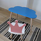 Комплект дитячий стіл блакитний хмаринка та стілець білий рожевий Корона. Для діток 1-ї групи зросту 93-116см, фото 3