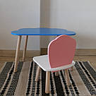 Комплект дитячий стіл блакитний хмаринка та стілець білий рожевий Мушля. Для діток 1-ї групи зросту 93-116см, фото 2