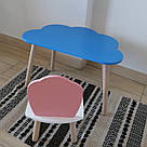 Комплект дитячий стіл блакитний хмаринка та стілець білий рожевий Мушля. Для діток 1-ї групи зросту 93-116см, фото 3