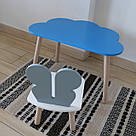 Комплект дитячий стіл блакитний хмаринка та стілець білий сірий Метелик. Для діток 1-ї групи зросту 93-116см, фото 3