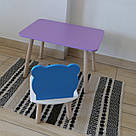 Комплект дитячий стіл бузковий та стілець білий блакитний Ведмедик. Для діток 1-ї групи зросту (93-116см.), фото 3