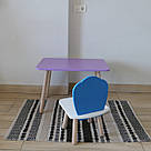 Комплект дитячий стіл бузковий та стілець білий блакитний Мушля. Для діток 1-ї групи зросту (93-116см.), фото 2