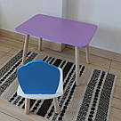 Комплект дитячий стіл бузковий та стілець білий блакитний Мушля. Для діток 1-ї групи зросту (93-116см.), фото 3