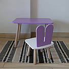 Комплект дитячий стіл бузковий та стілець білий бузковий Зайчик. Для діток 1-ї групи зросту (93-116см.), фото 2