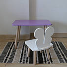 Комплект дитячий стіл бузковий та стілець білий Метелик. Для діток 1-ї групи зросту (93-116см.), фото 2