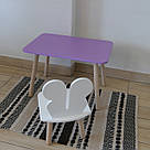 Комплект дитячий стіл бузковий та стілець білий Метелик. Для діток 1-ї групи зросту (93-116см.), фото 3