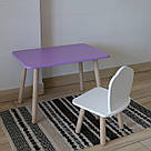 Комплект дитячий стіл бузковий та стілець білий Мушля. Для діток 1-ї групи зросту (93-116см.), фото 3