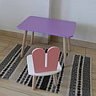 Комплект дитячий стіл бузковий та стілець білий рожевий Зайчик. Для діток 1-ї групи зросту (93-116см.), фото 3