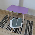 Комплект дитячий стіл бузковий та стілець білий сірий Зайчик. Для діток 1-ї групи зросту (93-116см.), фото 3