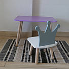 Комплект дитячий стіл бузковий та стілець білий сірий Корона. Для діток 1-ї групи зросту (93-116см.), фото 2