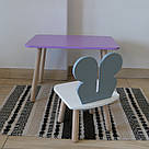 Комплект дитячий стіл бузковий та стілець білий сірий Метелик. Для діток 1-ї групи зросту (93-116см.), фото 2