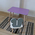 Комплект дитячий стіл бузковий та стілець білий сірий Метелик. Для діток 1-ї групи зросту (93-116см.), фото 3