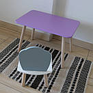 Комплект дитячий стіл бузковий та стілець білий сірий Мушля. Для діток 1-ї групи зросту (93-116см.), фото 4