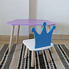 Комплект стіл та стул дитячий ChildWood - Set  Стіл бузковий хмаринка + стілець білий блакитний Корона, фото 2