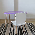 Комплект стіл та стул дитячий ChildWood - Set Стіл бузковий Хмаринка + стілець білий Ведмедик (Фанера), фото 2